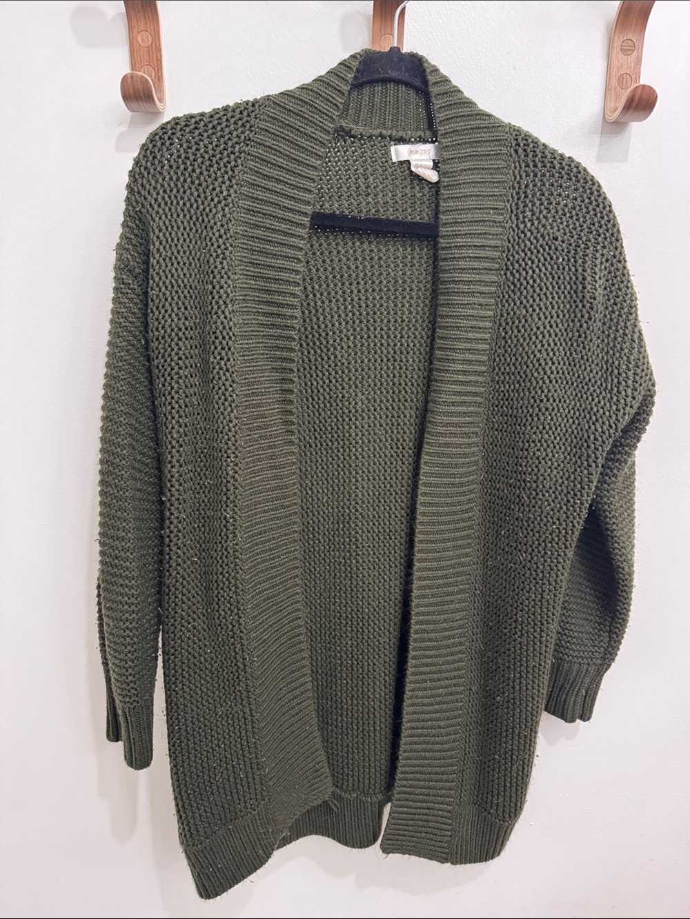 Forever 21 Olive Open-Front Chunky Knit Cardigan